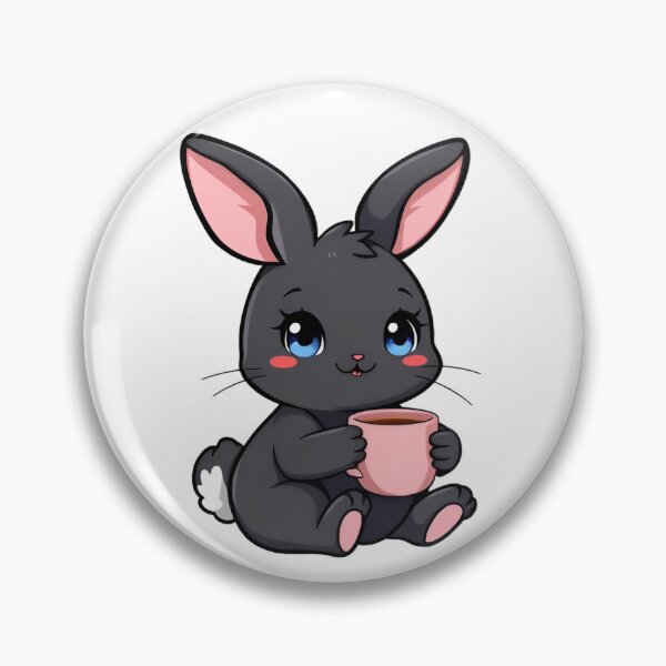 Item preview, Cute kawaii black bunny with a pink cup 04 designed and sold by ChameleonStars.