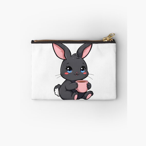 Item preview, Cute kawaii black bunny with a pink cup 04 designed and sold by ChameleonStars.