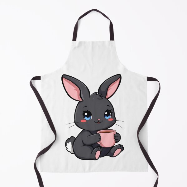 Item preview, Cute kawaii black bunny with a pink cup 04 designed and sold by ChameleonStars.