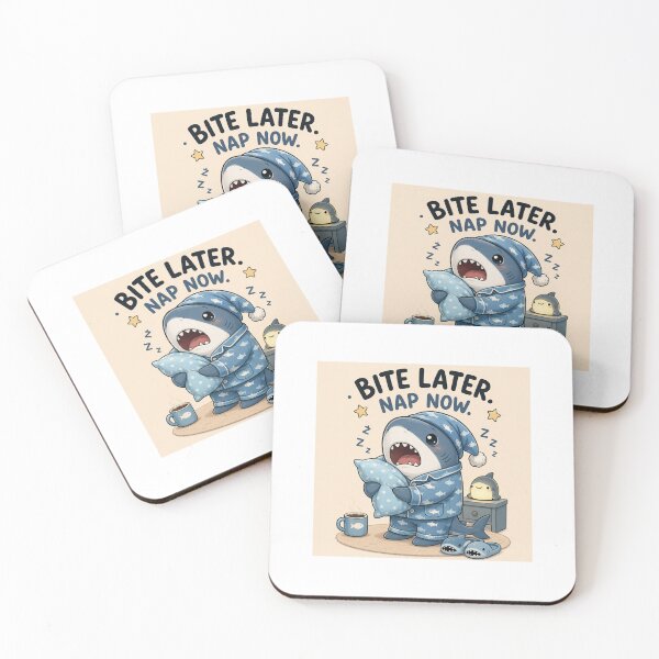 Item preview, Bite Later Nap Now Sleepy Shark Sticker designed and sold by QuirkNest Studio .