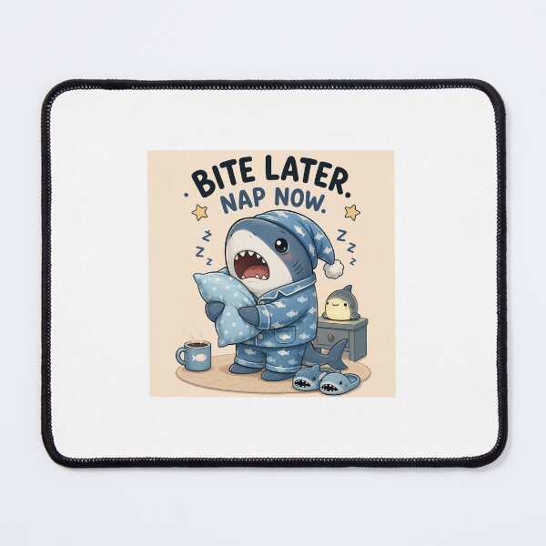 Item preview, Bite Later Nap Now Sleepy Shark Sticker designed and sold by QuirkNest Studio .