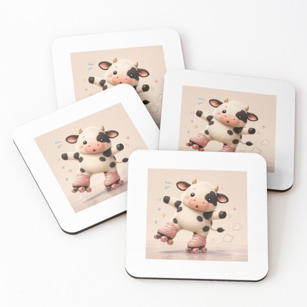 Item preview, Moo-ving Fast Cute Roller Skate Cow Sticker designed and sold by QuirkNest Studio .