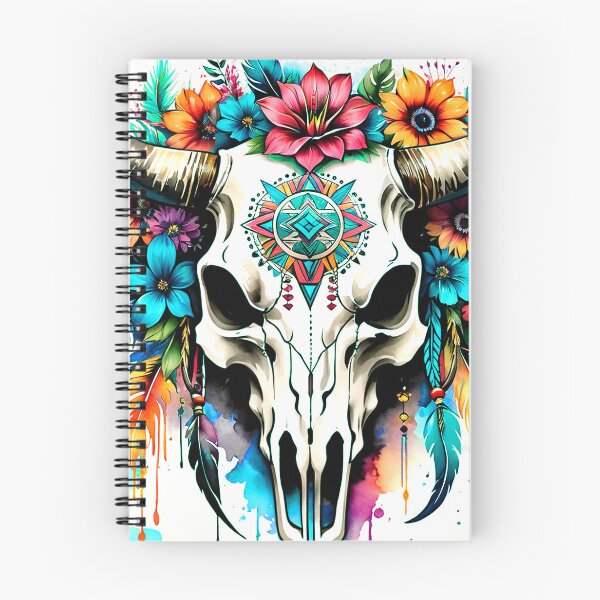 Item preview, Native American Bull Skull Flowers And Feathers Art designed and sold by DEC02.