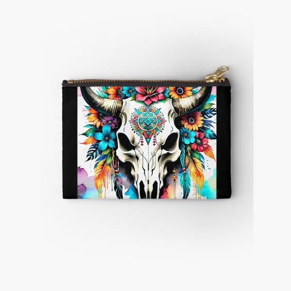 Item preview, Native American Bull Skull Flowers And Feathers Art designed and sold by DEC02.