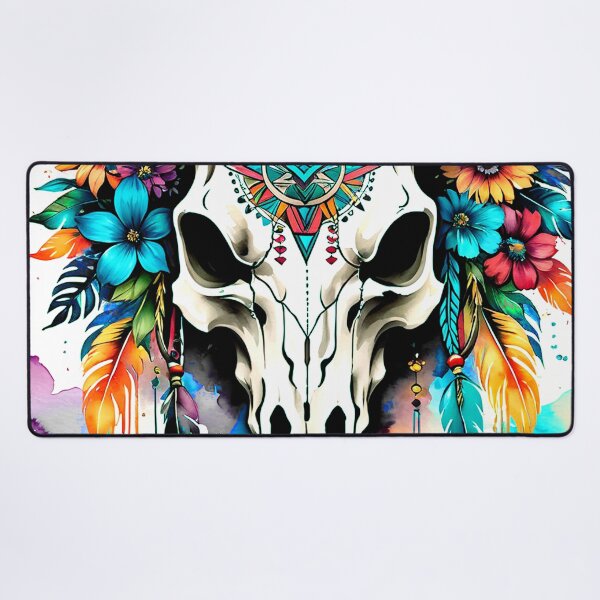Item preview, Native American Bull Skull Flowers And Feathers Art designed and sold by DEC02.