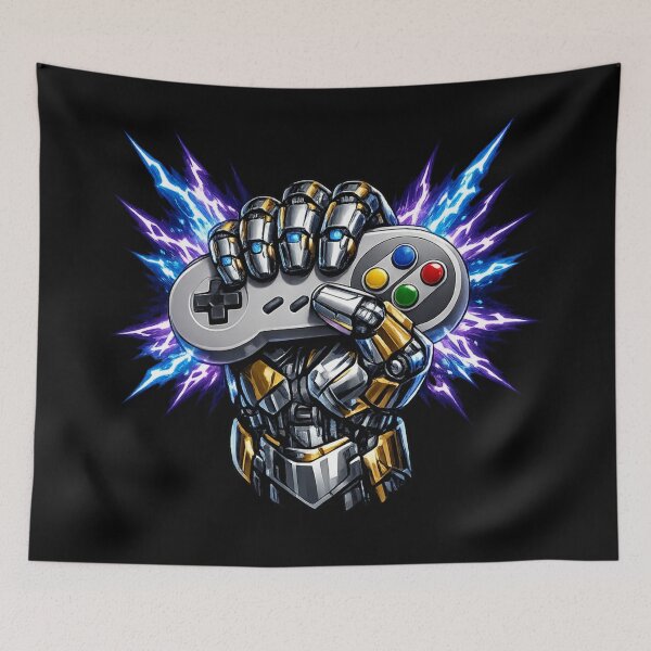 Item preview, Mechanical Hand Classic Gamepad — Cyberpunk Gaming Art for Bold Gamers designed and sold by ArtoryWorks.
