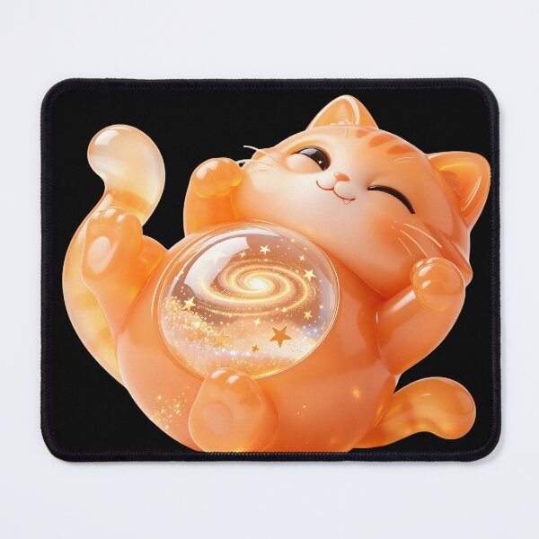 Item preview, Emerald Cat - Cosmic Bliss: The Sleepy Starry-Belly Kitten designed and sold by ABYSSLAB.