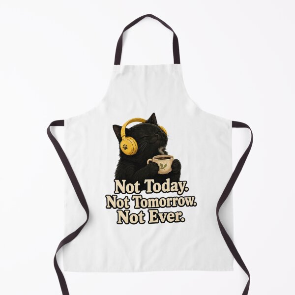 Item preview, Not Today Not Tomorrow Not Ever Cozy Black Cat Headphones Coffee Funny Art designed and sold by PrintAura15.