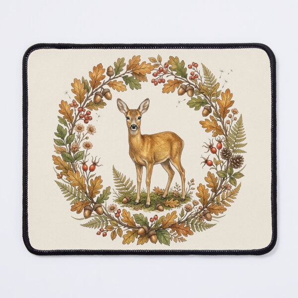 Item preview, Deer Autumn Botanical Cottagecore Watercolor Art designed and sold by CalmCapy Co.