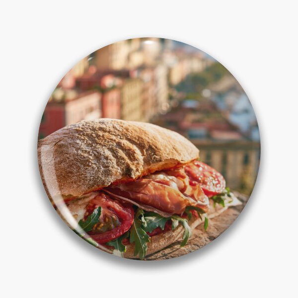 Item preview, Panuozzo di Gragnano, traditional Neapolitan sandwich made from wood-fired pizza dough, mozzarella, prosciutto, arugula and ripe tomatoes designed and sold by KsaveraArt.