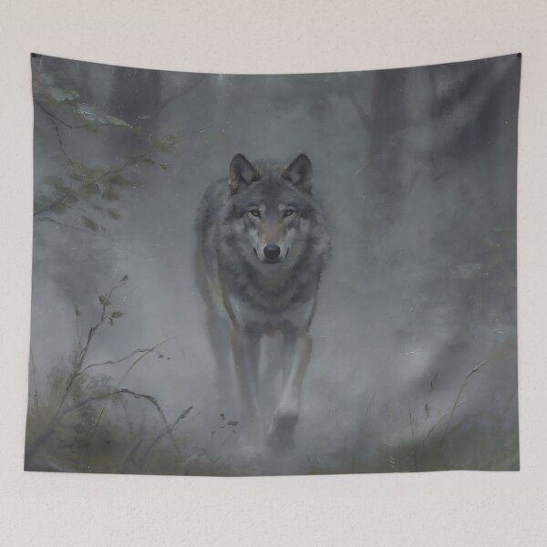 Item preview, Misty Gray Wolf in Enchanted Forest | Atmospheric Wildlife Nature Art designed and sold by cr6zym1nd.