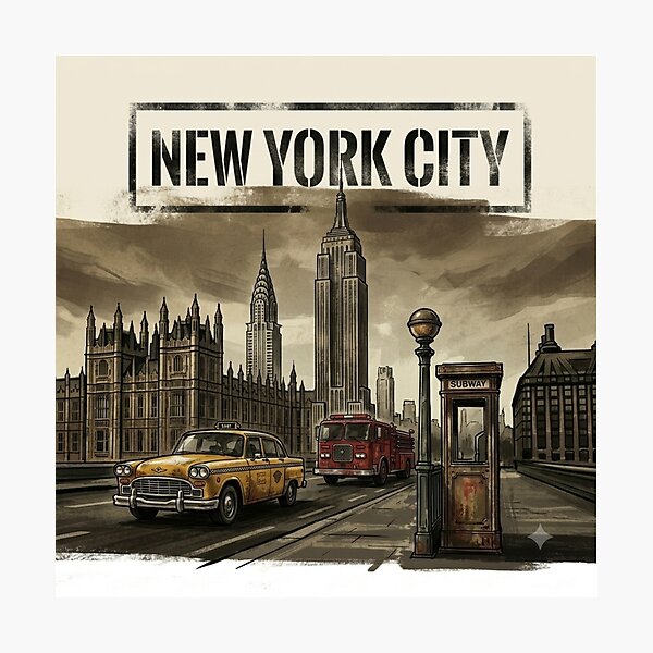 Item preview, New York City USA Iconic Landmarks Travel Art designed and sold by BoldConcept43.