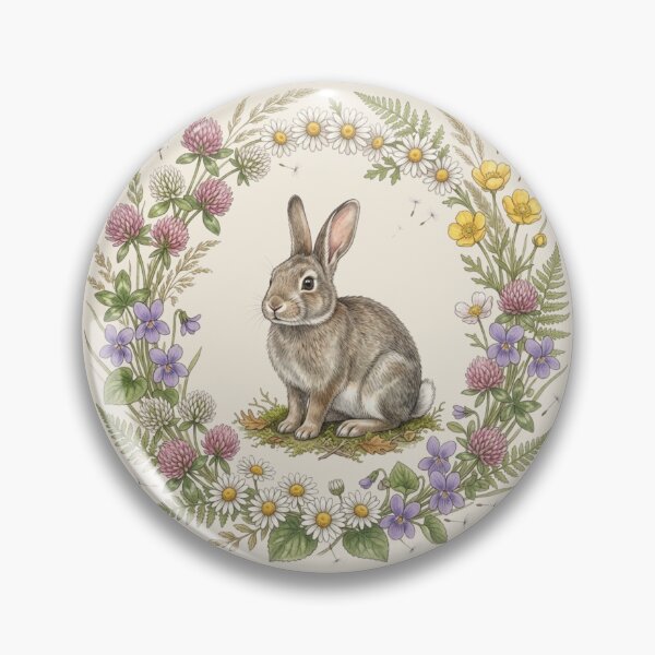 Item preview, Rabbit Clover Botanical Cottagecore Watercolor Art designed and sold by CalmCapy Co.