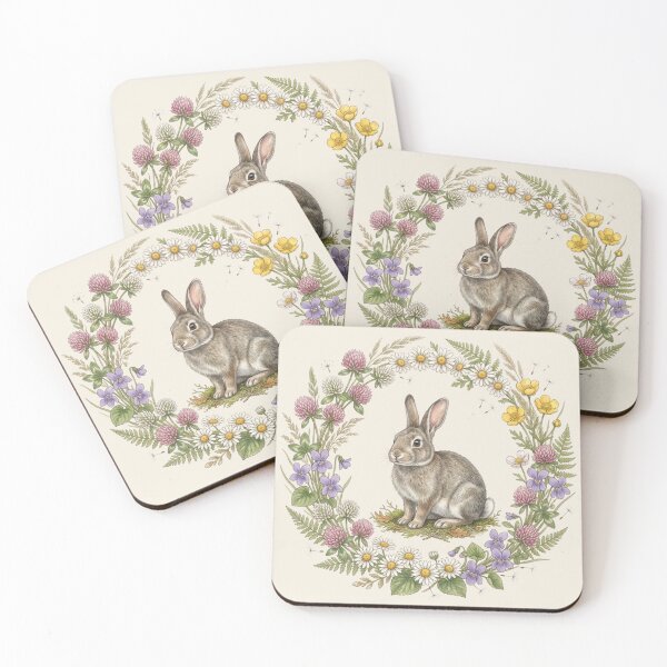 Item preview, Rabbit Clover Botanical Cottagecore Watercolor Art designed and sold by CalmCapy Co.