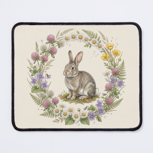 Item preview, Rabbit Clover Botanical Cottagecore Watercolor Art designed and sold by CalmCapy Co.