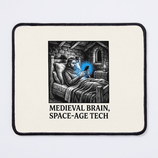 Item preview, Medieval Brain Space-Age Tech Modern Technology Humor Knight Anachronism Art designed and sold by SplashTastic.