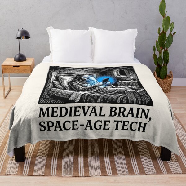 Item preview, Medieval Brain Space-Age Tech Modern Technology Humor Knight Anachronism Art designed and sold by SplashTastic.