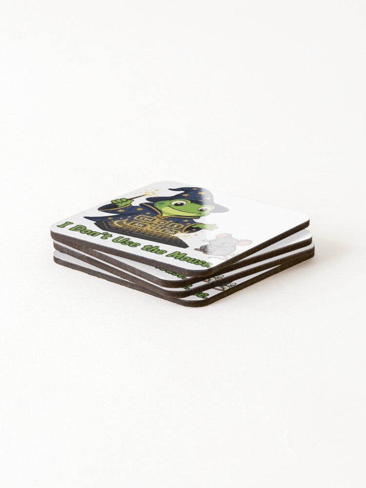 Thumbnail 4 of 5, Coasters (Set of 4), Keyboard Wizard Frog designed and sold by SimplePoDesign.
