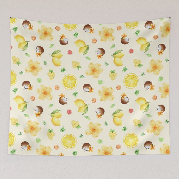 Item preview, Aesthetic Cottagecore Citrus Floral Seamless designed and sold by moodaera.