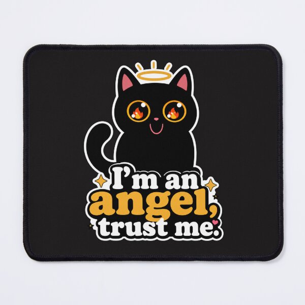 Item preview, I'm An Angel Trust Me Funny Kawaii Black Cat Fire Eyes Sarcastic Art designed and sold by PrintAura15.