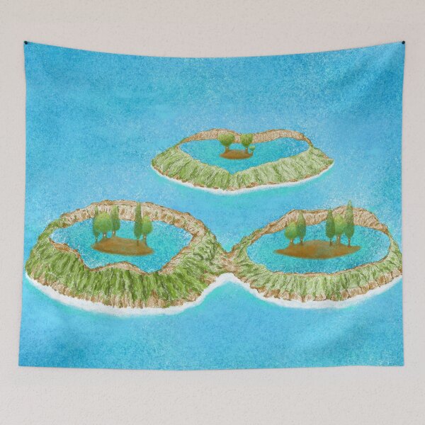 Item preview, Wooden villages on caldera islands designed and sold by greenPQBstudio.