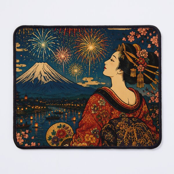 Item preview, Oiran Under Fireworks | Japanese Art designed and sold by キンタロウ インク.