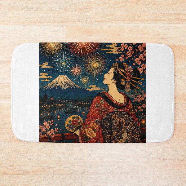 Item preview, Oiran Under Fireworks | Japanese Art designed and sold by キンタロウ インク.
