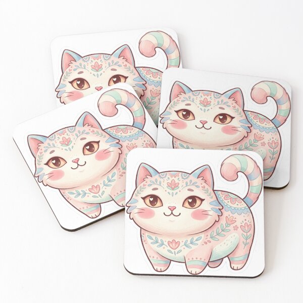Item preview, Cute Pastel Floral Cat Kawaii Illustration designed and sold by Iampoji.