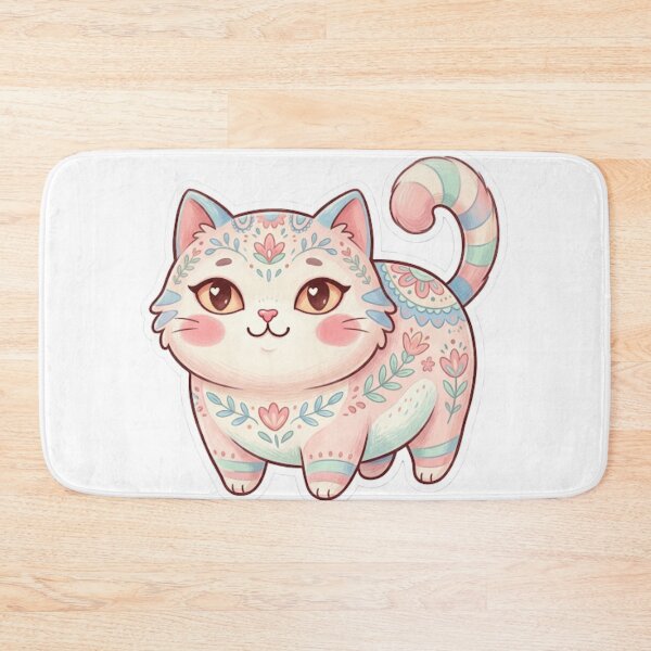 Item preview, Cute Pastel Floral Cat Kawaii Illustration designed and sold by Iampoji.