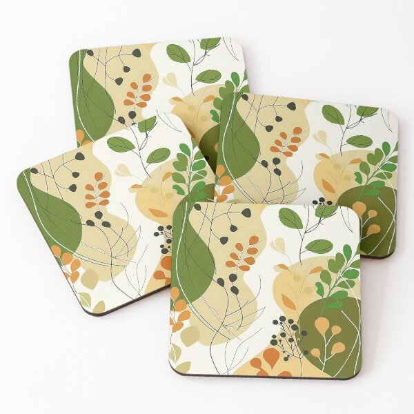 Item preview, Boho Abstract Leaves Art In Green And Earthtones designed and sold by DEC02.
