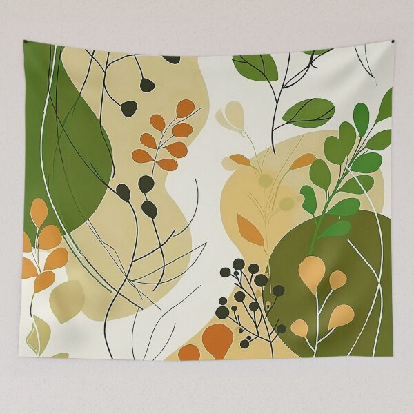 Item preview, Boho Abstract Leaves Art In Green And Earthtones designed and sold by DEC02.