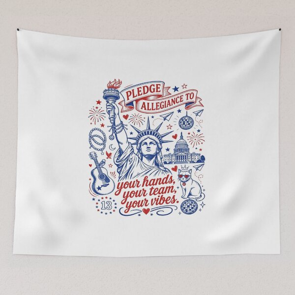Item preview, Pledge Allegiance Your Hands Your Team Your Vibes Patriotic Graphic T-Shirt designed and sold by MichaelAdamArt.