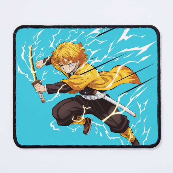 Item preview, Zenitsu Agatsuma in his signature yellow and orange triangle-patterned haori and Demon Slayer Corps uniform designed and sold by luffy2374.