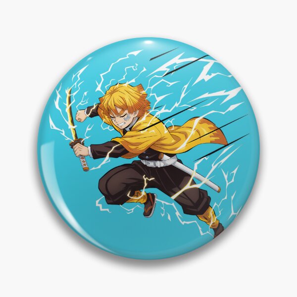 Item preview, Zenitsu Agatsuma in his signature yellow and orange triangle-patterned haori and Demon Slayer Corps uniform designed and sold by luffy2374.