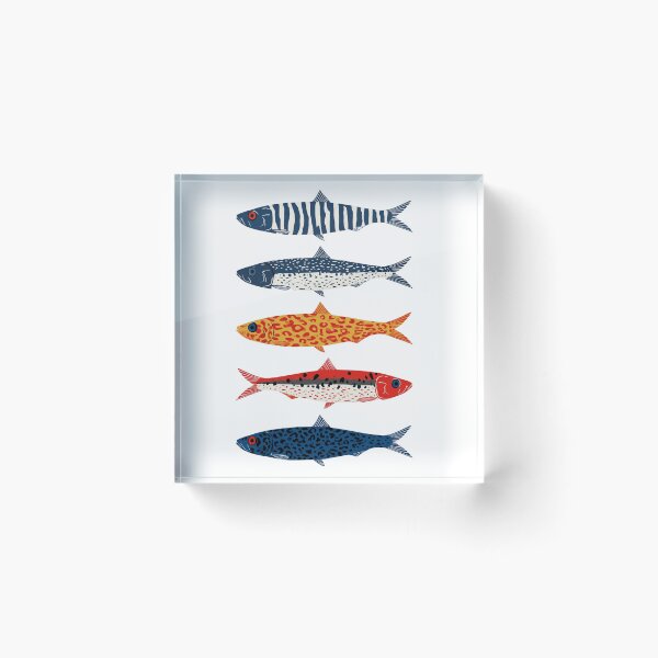 Item preview, Colorful Sardine School | Modern Folk Art Fish Illustration designed and sold by Brightberry Studio.