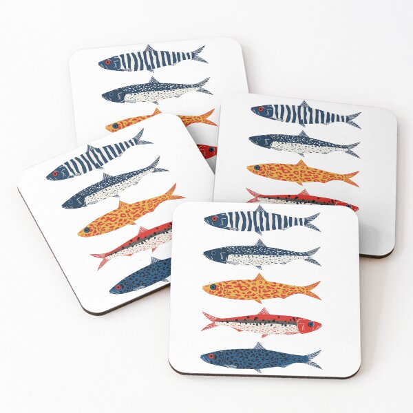 Item preview, Colorful Sardine School | Modern Folk Art Fish Illustration designed and sold by Brightberry Studio.