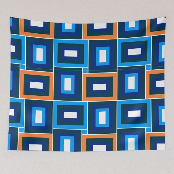 Item preview, Mid-Century Modern Blue, Orange, Aqua Rectangles Pattern designed and sold by DEC02.