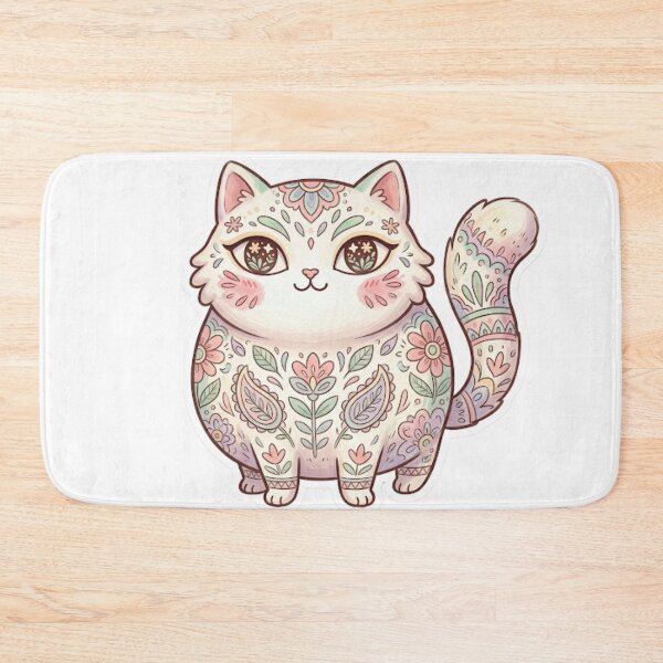 Item preview, Enchanting Pastel Floral Mandala Cat Illustration designed and sold by Iampoji.