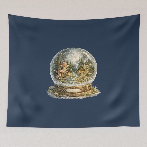 Item preview, Enchanted Forest Snow Globe Watercolor | Magical Cottagecore Woodland Illustration designed and sold by MagicMakerPh⭐⭐⭐⭐⭐.