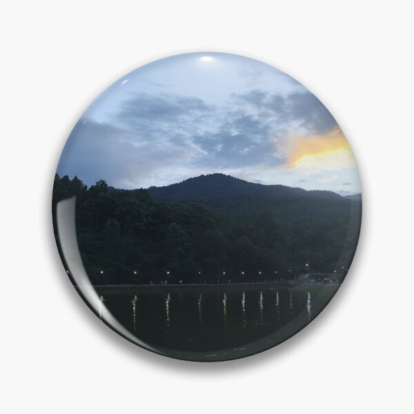 Item preview, Sunset Fountain Reflection Over Tranquil Lake designed and sold by DoiDawn.