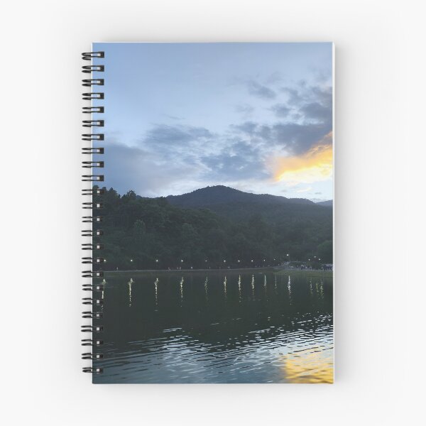 Item preview, Sunset Fountain Reflection Over Tranquil Lake designed and sold by DoiDawn.