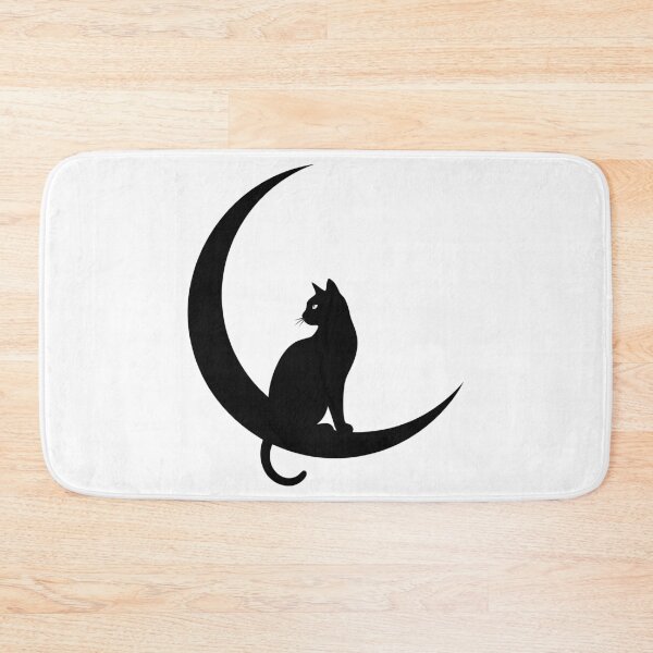 Item preview, Minimalist Black Cat Silhouette Crescent Moon designed and sold by Amir Faysal.