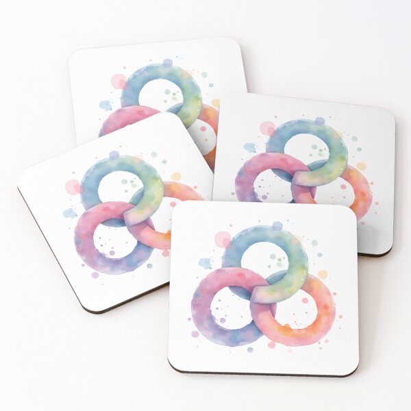 Aperçu de l'œuvre Pastel Watercolor Borromean Rings Interlocking Sacred Geometry Art créée et vendue par Starlett Designs.