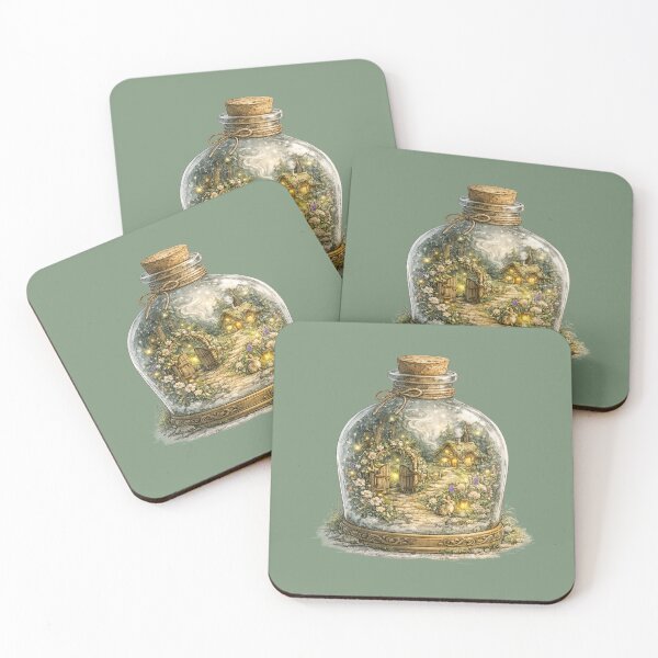 Item preview, Miniature Cottage Garden in Apothecary Bottle | Fantasy Cottagecore Watercolor Art designed and sold by MagicMakerPh⭐⭐⭐⭐⭐.