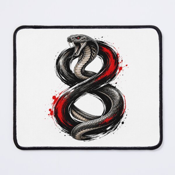 Item preview, Fierce Black Cobra Snake Japanese Ink Brush Style Illustration designed and sold by Krincydigitalart.
