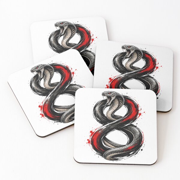 Item preview, Fierce Black Cobra Snake Japanese Ink Brush Style Illustration designed and sold by Krincydigitalart.