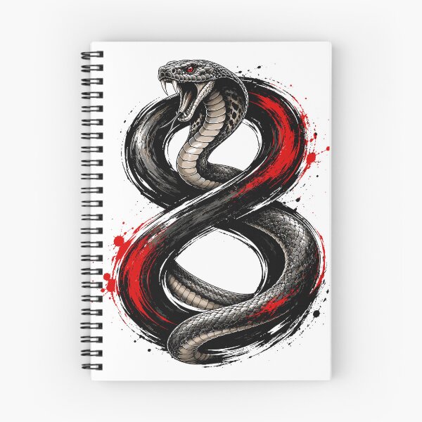 Item preview, Fierce Black Cobra Snake Japanese Ink Brush Style Illustration designed and sold by Krincydigitalart.