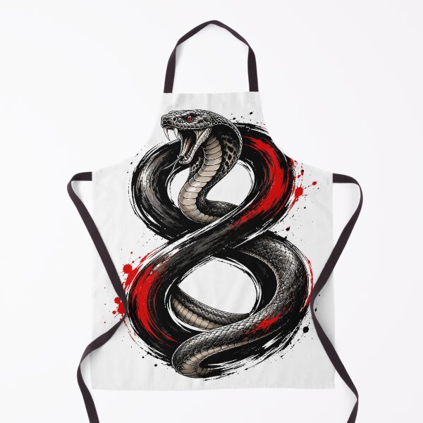 Item preview, Fierce Black Cobra Snake Japanese Ink Brush Style Illustration designed and sold by Krincydigitalart.