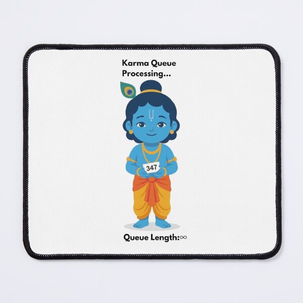 Item preview, Karma Queue Processing | Developer Humor Sticker | Krishna Inspired designed and sold by BhaktiByte.