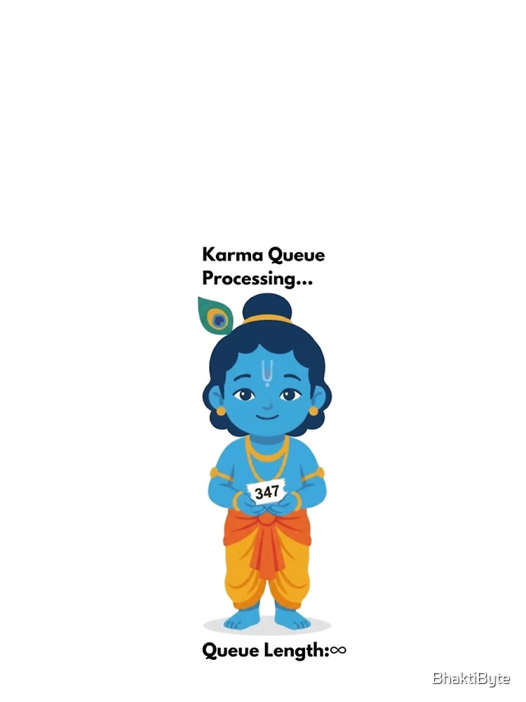 Thumbnail 5 of 5, iPhone Case, Karma Queue Processing | Developer Humor Sticker | Krishna Inspired designed and sold by BhaktiByte.